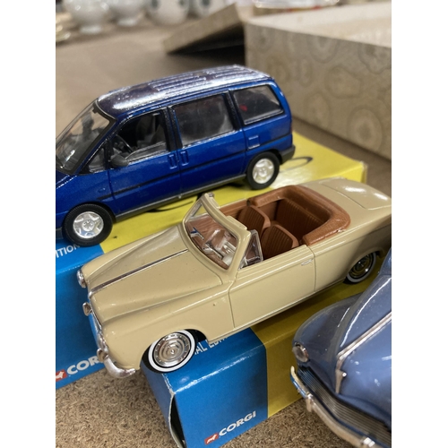 1015 - FOUR BOXED CORGI 'A CENTURY OF CARS' TO INCLUDE A PEUGEOT 504, 403 CABRIOLET, 806 AND 203