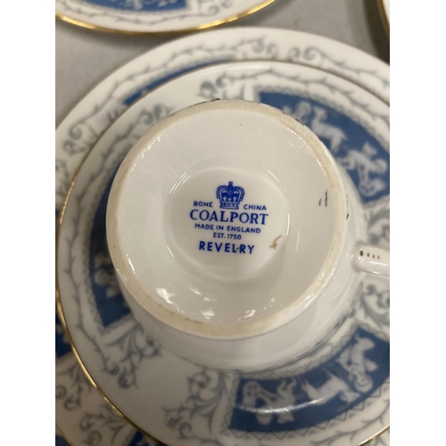 921 - A COALPORT REVELRY PART DINNER SERVICE AND CROWN STAFFORDSHIRE PLATES