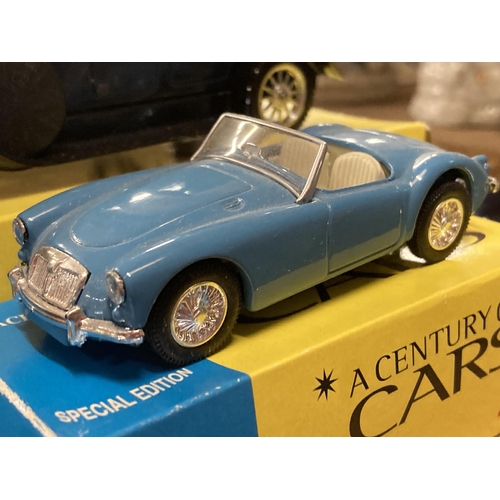 935 - FOUR BOXED CORGI 'A CENTURY OF CARS' TO INCLUDE AN MGA, SIMBA, DELOGE COUP DE VILLE AND A PANHARD ET... 