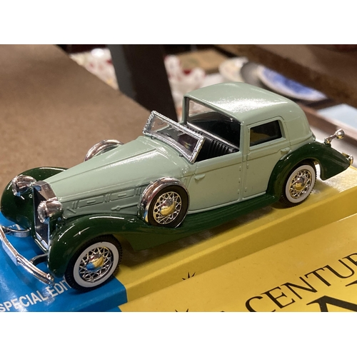 935 - FOUR BOXED CORGI 'A CENTURY OF CARS' TO INCLUDE AN MGA, SIMBA, DELOGE COUP DE VILLE AND A PANHARD ET... 