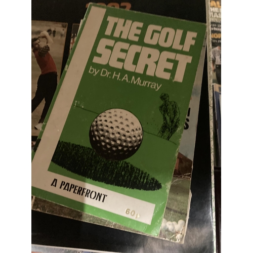 944 - A HISTORIC GOLF CABINET PLUS 11 GOLFING BOOKS AND 12 GOLFING MAGAZINES