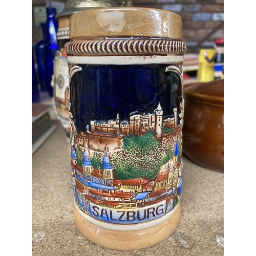 977 - A GROUP OF GERMAN BEER STEINS