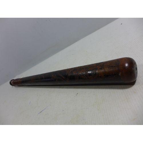 337 - A MID 19TH CENTURY POLICE TRUNCHEON, WITH PAINTED DECORATION, LENGTH 46CM