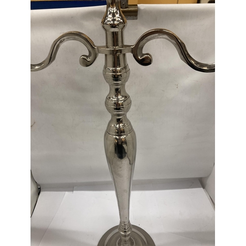 143 - A LARGE CHROME CANDLEABRA, HEIGHT 76CM