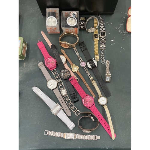 150 - A LARGE QUANTITY OF WRISTWATCHES IN A COMBINATION LOCK VANITY CASE