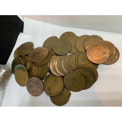 398 - A LARGE QUANTITY OF BRITISH ONE PENNY COINS, VARIOUS DATES