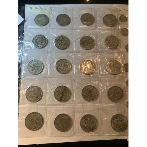 402 - SIXTY THREE ASSORTED BRITISH COINS - TWENTY HALF CROWNS, 1920-1967 AND FORTY THREE SIXPENCES 1921-19... 