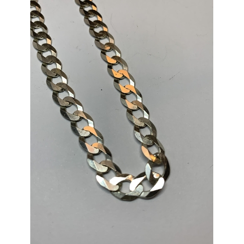 616 - A SILVER FLAT LINK NECKLACE LENGTH 20 INCHES