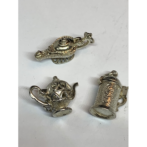 639 - TEN VARIOUS SILVER CHARMS