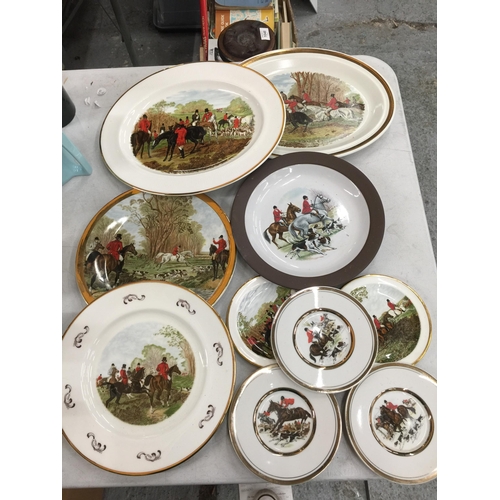 1048 - A COLLECTION OF VARIOUS SIZED HUNTING THEMED PLATES - 11 IN TOTAL