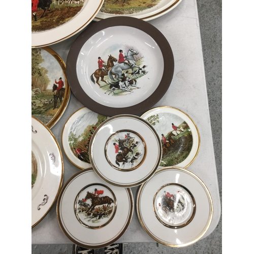 1048 - A COLLECTION OF VARIOUS SIZED HUNTING THEMED PLATES - 11 IN TOTAL