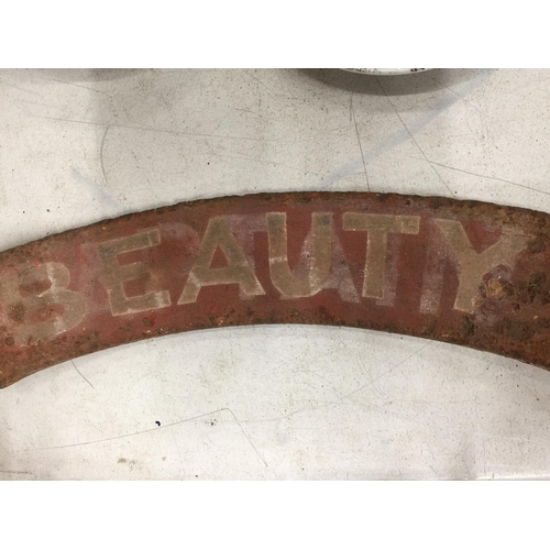 1052 - A CAST RAILWAY SIGN 'BEAUTY'