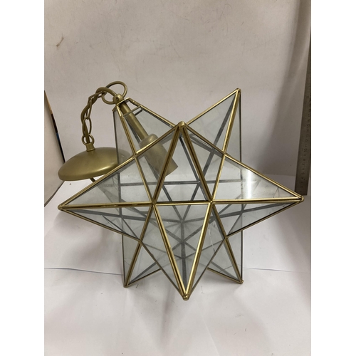 810 - TWO GLASS STAR SHAPED CEILING LIGHT FITTINGS