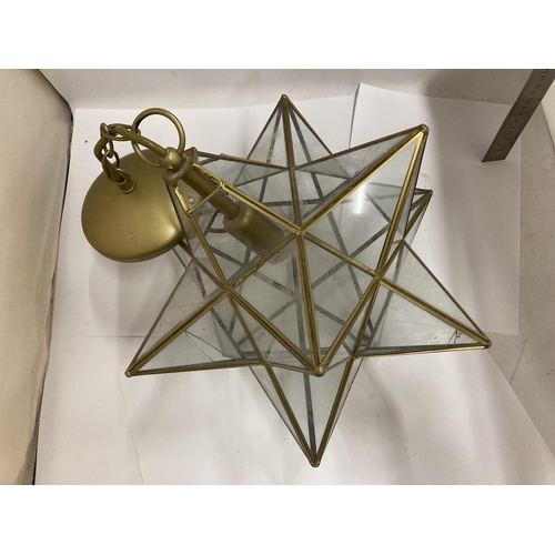 810 - TWO GLASS STAR SHAPED CEILING LIGHT FITTINGS