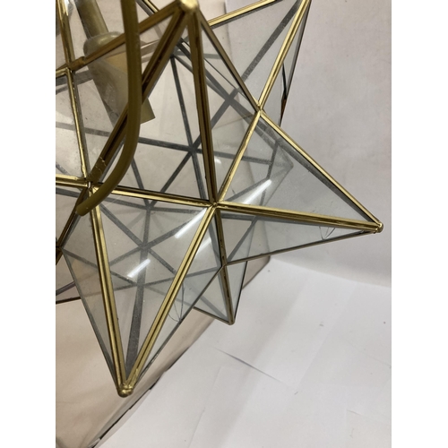 810 - TWO GLASS STAR SHAPED CEILING LIGHT FITTINGS