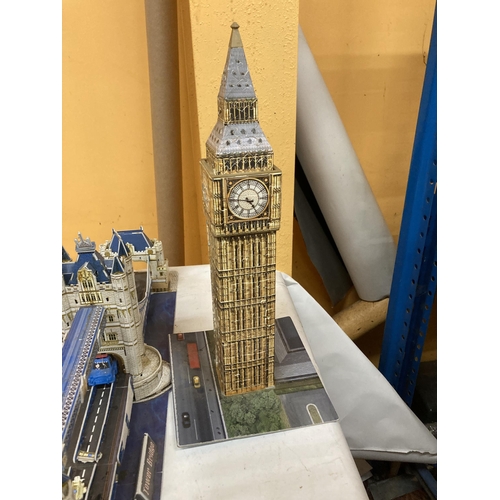 812 - TWO LARGE CARD KIT MODELS OF TOWER BRIDGE AND BIG BEN