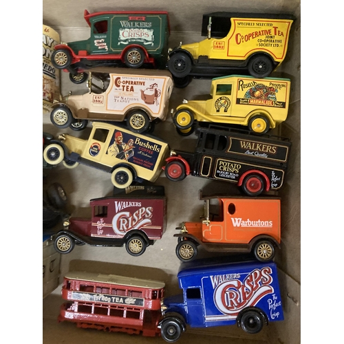 819 - A LARGE QUANTITY OF VINTAGE DIE-CAST VANS AND CARS TO INCLUDE LLEDO, YESTERYEAR, CORGI, ETC