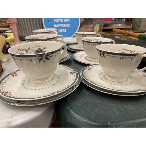 832 - A ROYAL DOULTON OLD COLONY PART TEASET TO INCLUDE A CAKE PLATE, CUPS, SAUCERS AND SIDE PLATES