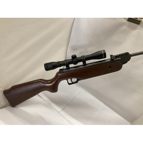 870 - A .22 SPANISH AIR RIFLE WITH 4 X 32 TELESCOPIC SIGHTS