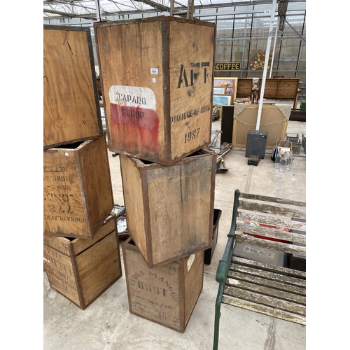 2026 - THREE VINTAGE WOODEN TEA CHESTS