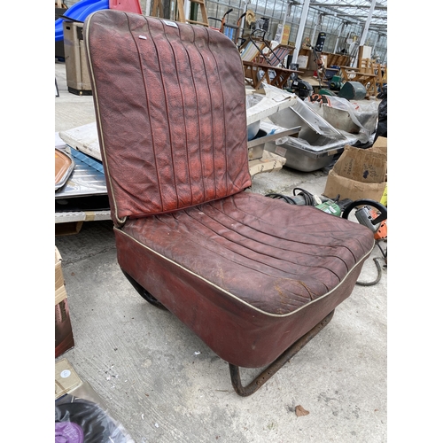 2046 - A VINTAGE LEATHER VEHICLE SEAT