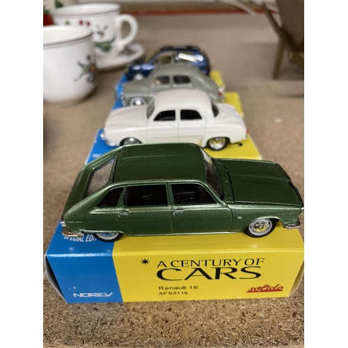 1098 - FOUR BOXED CORGI 'A CENTURY OF CARS' TO INCLUDE A RENAULT CLIO, 4 CV, 16 AND DAUPHINE