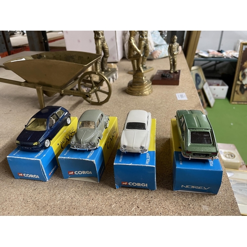 1098 - FOUR BOXED CORGI 'A CENTURY OF CARS' TO INCLUDE A RENAULT CLIO, 4 CV, 16 AND DAUPHINE