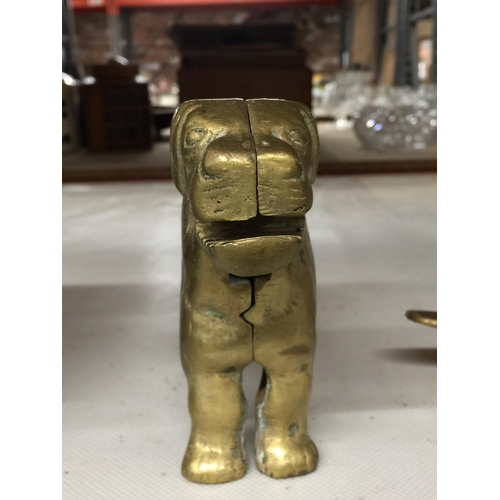 1135 - A VINTAGE BRASS DOG NUTCRACKER