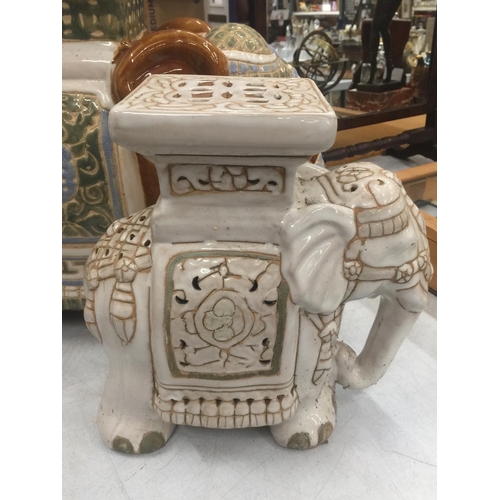 72 - TWO LARGE CERAMIC ELEPHANT PLANT STANDS/SEATS