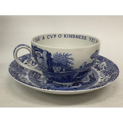 766 - TWO SPODE ITEMS TO INCLUDE A LARGE CUP AND A MATCHING PLATE