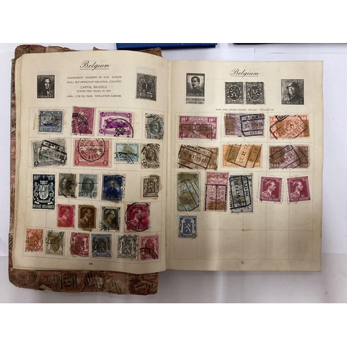 330 - A VINTAGE STAMP ALBUM WITH BRITISH AND WORLDWIDE STAMPS AND TWO FURTHER SMALLER ALBUMS