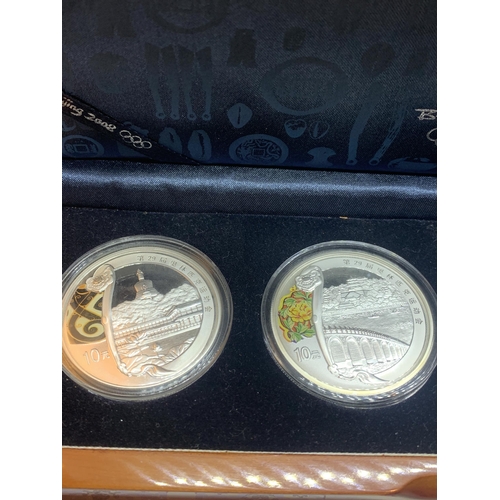 442 - A CHINA , BEJING 2008 , OLYMPIC SET OF 4 SILVER COINS . PRISTINE