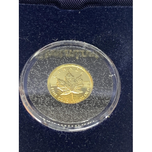 445 - A CANADA 1993 1/20OZ MAPLE LEAF GOLD $1 COIN