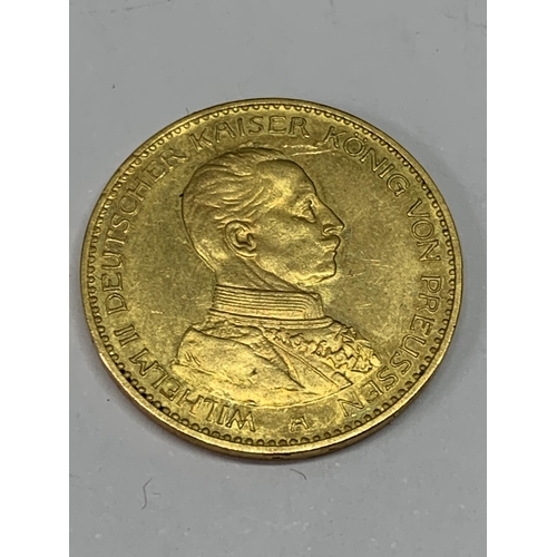 499 - AN 1903 GOLD 20 MARK GERMAN COIN GROSS WEIGHT 7.98 GRAMS