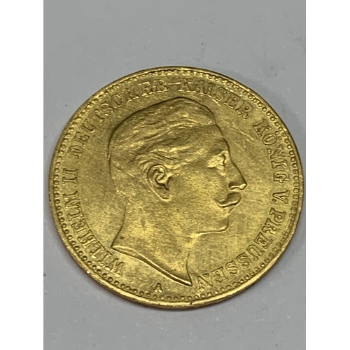 501 - AN 1888 GOLD TEN MARK GERMAN COIN GROSS WEIGHT GROSS WEIGHT 3.95 GRAMS