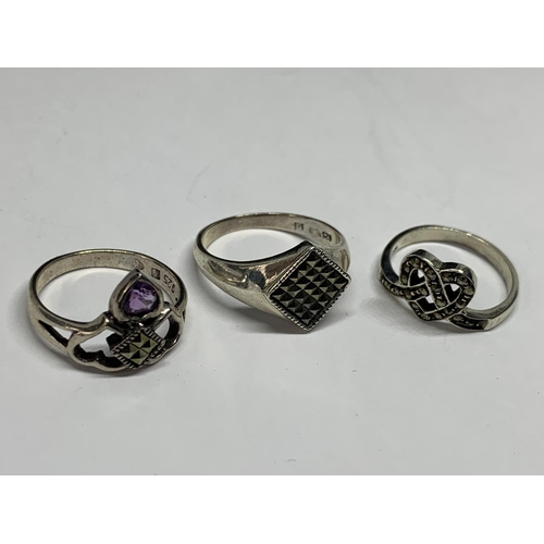 540 - FIVE VARIOUS SILVER RINGS