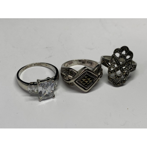 648 - FIVE VARIOUS SILVER RINGS