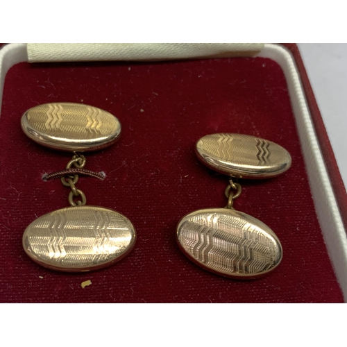 655 - TWO PAIRS OF CUFFLINKS ONE SILVER AND ONE GOLD PLATED