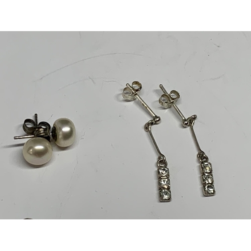 659 - THREE PAIRS OF SILVER EARRINGS