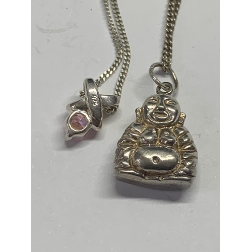 660 - FOUR SILVER NECKLACES WITH PENDANTS