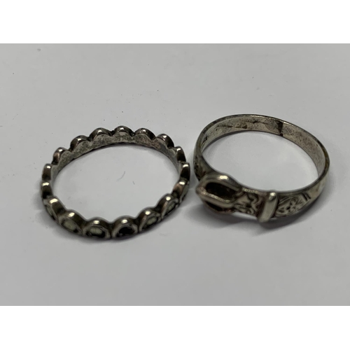 671 - FIVE VARIOUS SILVER RINGS