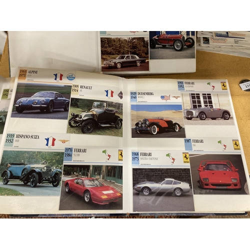 315 - THREE ALBUMS CONTAINING APPROXIMATELY 645 VINTAGE CAR ELATED POSTCARDS IN THREE ALBUMS