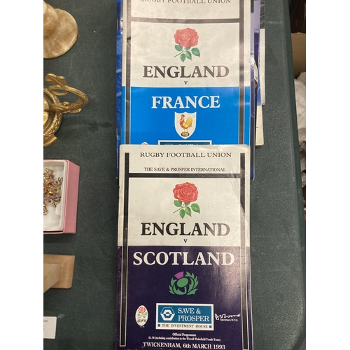 917 - EIGHTEEN ENGLAND INTERNATIONAL RUGBY UNION PROGRAMMES