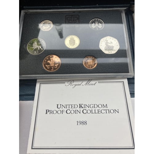 352A - UK CASED COIN SETS FOR 1987 , 1988 & 1996 EACH WITH COA