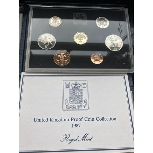 352A - UK CASED COIN SETS FOR 1987 , 1988 & 1996 EACH WITH COA