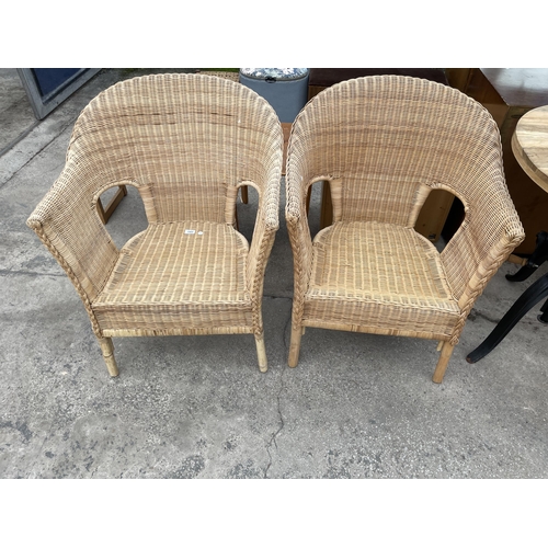 2960 - A PAIR WICKER CONSERVATORY CHAIRS