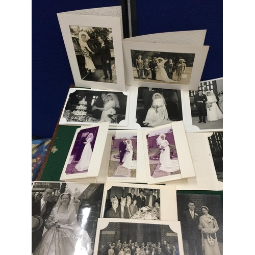 150A - A QUANTITY OF VINTAGE WEDDING PHOTOGRAPHS, INVITATIONS ETC