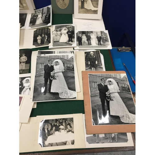 150A - A QUANTITY OF VINTAGE WEDDING PHOTOGRAPHS, INVITATIONS ETC