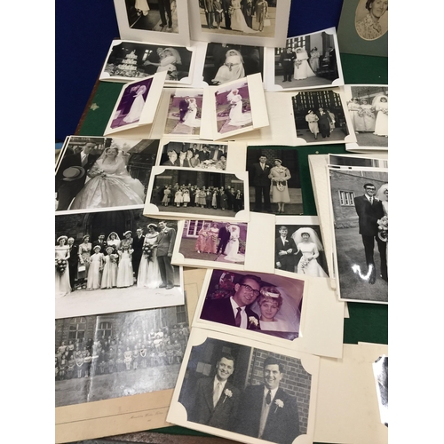 150A - A QUANTITY OF VINTAGE WEDDING PHOTOGRAPHS, INVITATIONS ETC