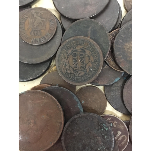 434A - A QUANTITY OF MIXED PENNIES, HALF PENNIES AND CENTS ETC DATING BACK TO GEORGE III